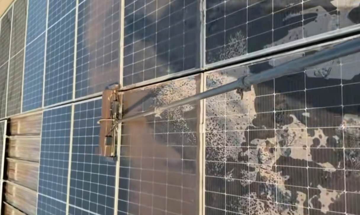 Manual solar panel cleaning